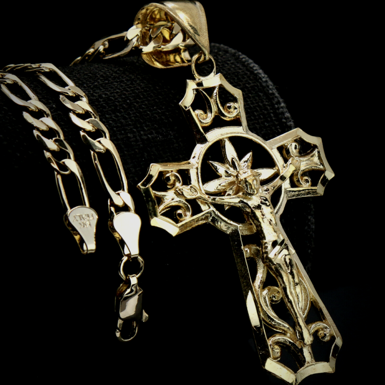 Jesus Halo Cross Pendant With 18″ Figaro Choker Chain Urban Fashion