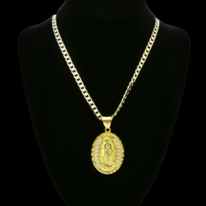 Oval Guadalupe Charm Pendant With 24
