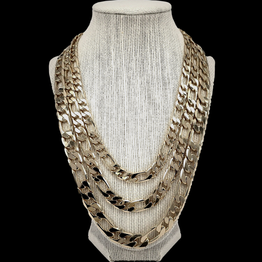thumbnail image 2 of Mens 12mm Italian Figaro Link Chain Diamond Cut 6 Piece Wholesale Lot 9-30in 2 of 6