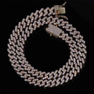 Solid 10MM Miami Cuban Choker Link Necklace Iced AAA+ Stones