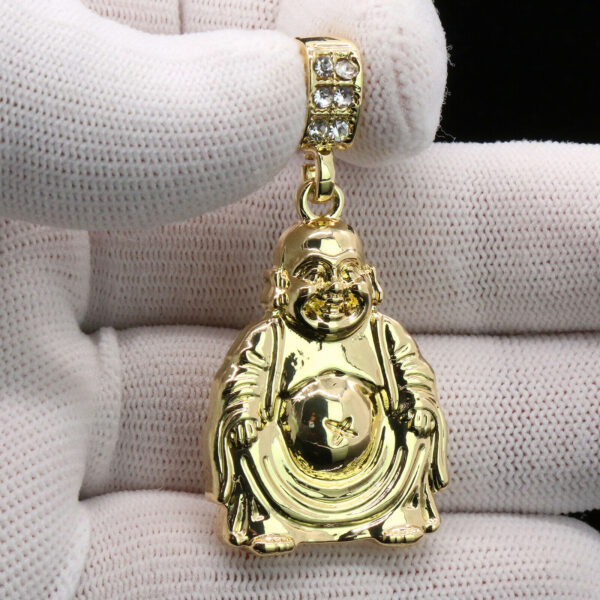 Happy Buddha Pendant With 6mm 24" Cuban Chain Necklace