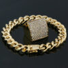Iced Chunky Dome Pinky Ring And Cuban Bracelet Set