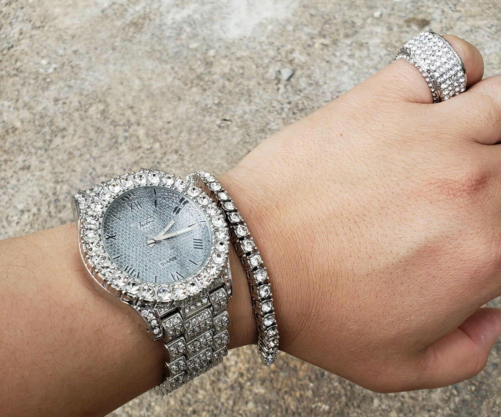 Luxury Ladies Watch 6pcs Set Bracelet Necklace Earrings Rings Square Watch  Full Diamond Women Watch Fashion Crystal Quartz Clock | Catch.com.au