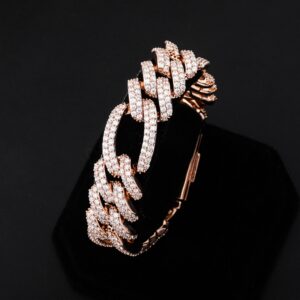 Unisex Square Clasp Iced Out AAA+ CZ Stones Cuban Link Bracelet 18mm 7.5 To 9.5
