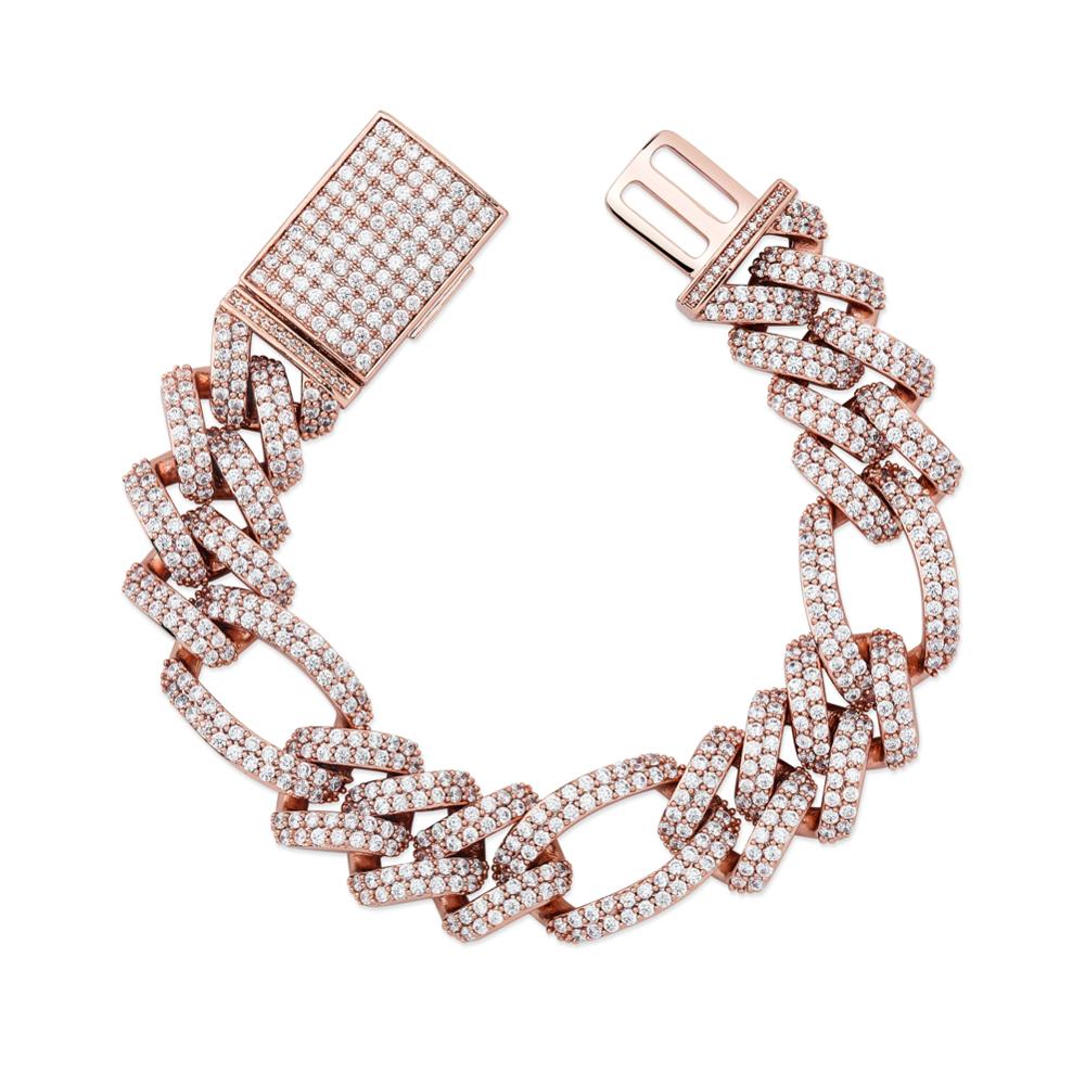 Unisex Square Clasp Iced AAA+ CZ Stones Cuban Link Bracelet 18mm 7.5 To ...