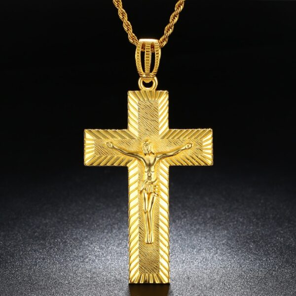 Big Religious Jesus Crucifix Cross Pendant With Rope Chain Necklace 20"24"30"
