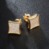Unisex AAA+ CZ Square Bling Iced Out Stud Earrings Gold/Silver Colors