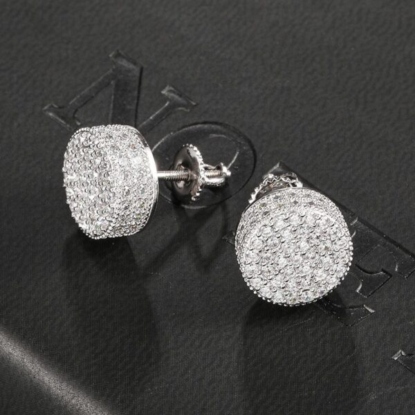 Unisex 1Pair Micro-Paved AAA+ Round Zircon CZ Stone Stud Earrings
