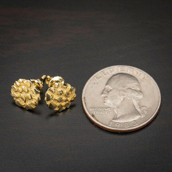 14K Gold Vermeil Round Shaped Nugget Stud Screw Back Earrings