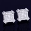 10MM Square Unisex Gold/Silver Color Screw Back AAA+ CZ Rocks Stud Earrings