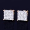 8MM Small Unisex Stud Earring Square AAA+ CZ Rocks Screw Back Fashion Earrings