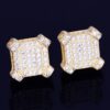 10MM Square Unisex Gold/Silver Color Screw Back AAA+ CZ Rocks Stud Earrings