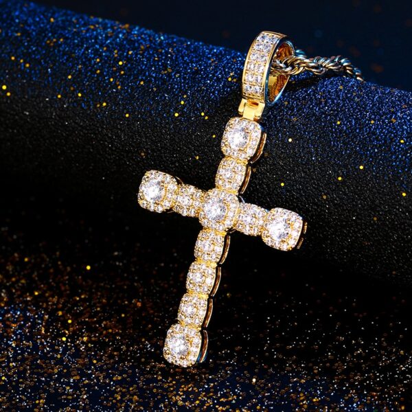 AAA+ Iced Zircon Cross Pendant With Rope Chain, Cuban Link, Or Tennis Necklace