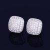 10MM Square Unisex Stud Earring AAA+ CZ Rocks Screw Back Earrings Gold/Silver