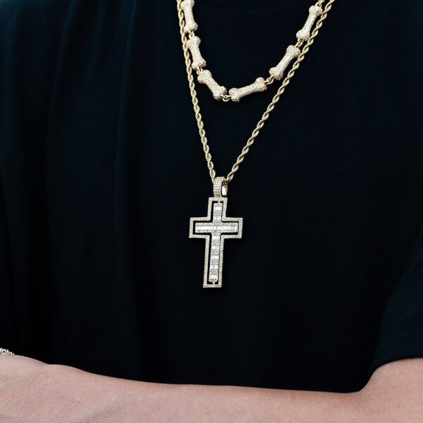 Rotating Double-Sided AAA+ CZ Cross Pendant, Cuban Link, Rope, Or Tennis Chain