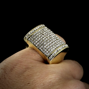 Fully Iced AAA+CZ Stones Rectangle Band Pinky Ring Sizes 8 - 12
