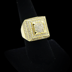 Square 3D Dome Iced AAA+Cz Rocks Hip Hop Fashion Pinky Ring Sizes 7-12