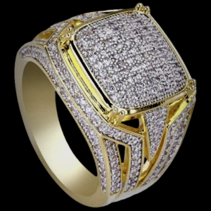 Men's Big Square AAA+Cz Stone Micro Pave Pinky Ring