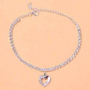 Women's Tennis Love Heart Anklet AAA+CZ Stones Gold/Silver Ankle Bracelets