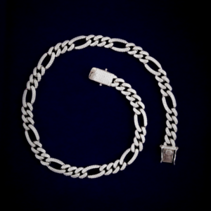 10mm Iced Italian Figaro Chain Link Choker Necklace 16-24 Inches Long
