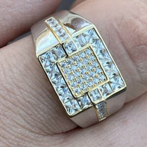 Men's Solid 925 Sterling Silver Pinky Ring Iced Out AAA+CZ Sizes 6-12