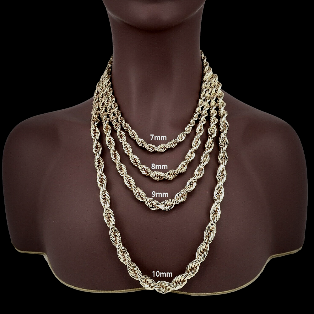 14k Stamped Twisted Rope Chain Necklace 7mm-10mm Thick – Urban