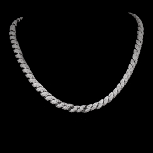 10mm Thick Columnar Buckle Twisted Chain Fully Iced Choker Necklace