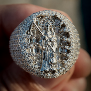 Santísima Muerte Men's Pinky Ring AAA+All-Iced Solid 925