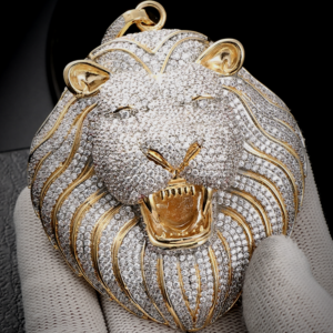 Fully Iced Big Lion Head Pendant With 10MM Thick Miami Cuban Link 18,20,24 inches Long