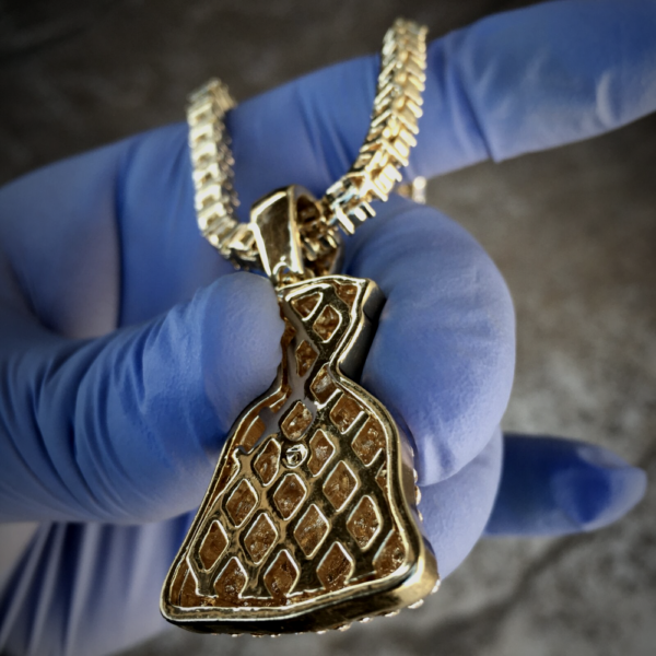 Collana Uomo Iced Out Money Bag – Catena Rope Placcata Oro 14K 24 Pollici HC1257G