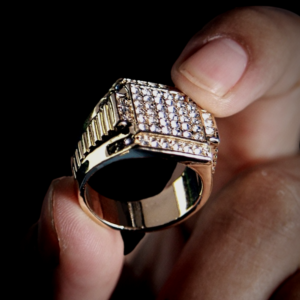 Men's Icy AAA+Cz Pimp Rx Block Pinky Ring Hip Hop Jewelry