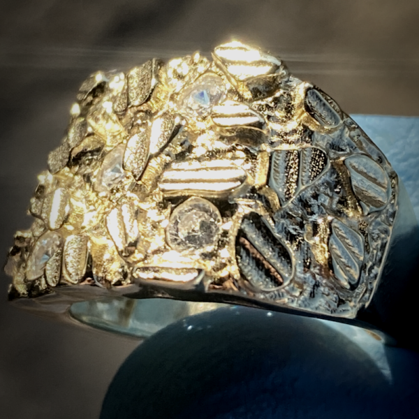 Men’s Nugget Pinky Ring Iced Paved Diamond Cut Sizes 713 Urban Fashion Jewelry