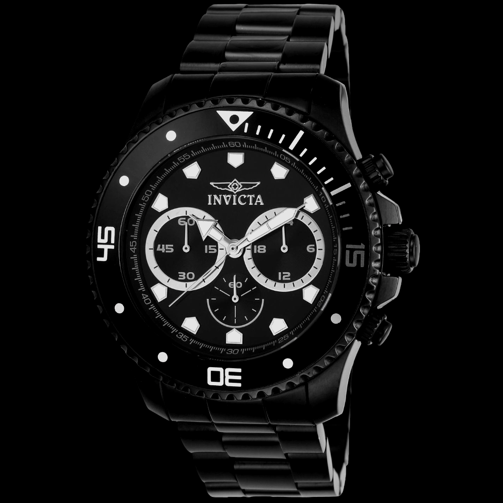 Men s Pro Diver Chronograph Quartz Black Stainless Steel Invicta Watch