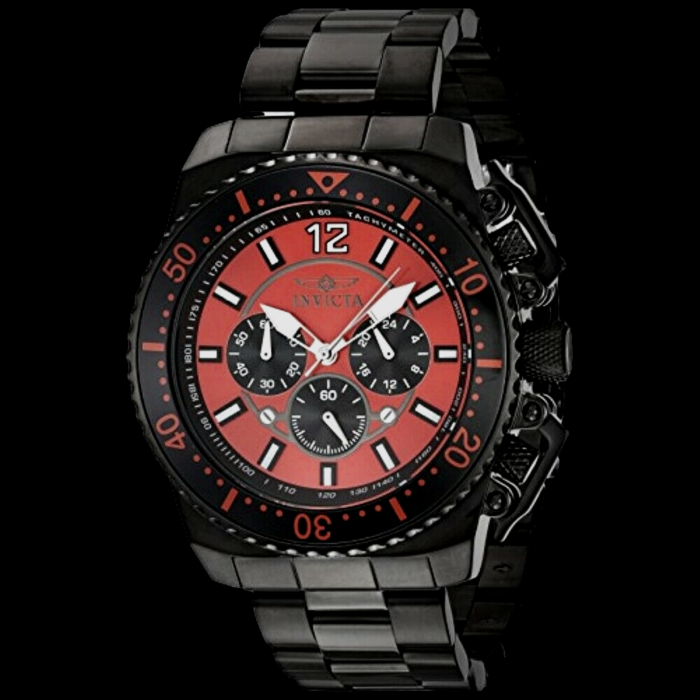 Men's Pro Diver Red Chronograph Black Stainless Steel Quartz Invicta Watch