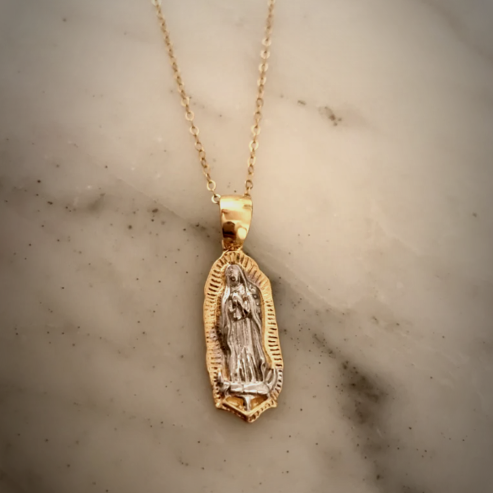 Our Lady Of Guadalupe Pendant With Italian Figaro Choker Chain