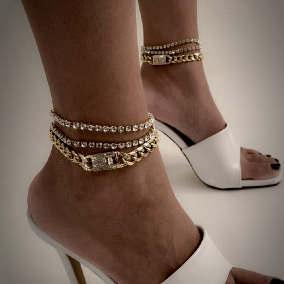thumbnail image 2 of ChainsProMax Ankle Bracelets For Women Stainless Steel 18K Gold Women Handcuff Anklet Chain For Summer Gift 2 of 11