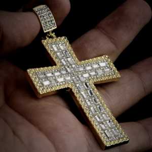 Iced AAA+ CZ Baguette Cut Jesus Cross Pendant