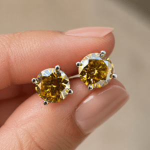 0.2–8CT Canary Yellow Moissanite Diamond Stud Earrings | VVS1 Screw-Back Solitaire Studs