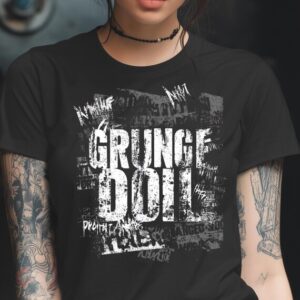Grunge Doll Graphic Tee: Women's Vintage Style TShirt