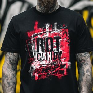 Rot Candy Graphic Tee: Edgy Unisex Streetwear Clothing