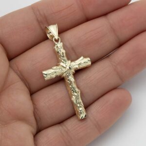 Solid 10K Gold 1 3/4" Jesus Cross Pendant