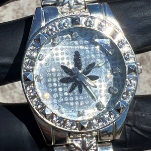 Men’s Black Weed Leaf Iced Watch 36MM Dial | Luxury Watch for Men Quartz