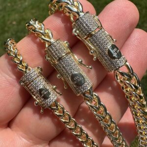 2.5ct VVS Moissanite Franco Necklace & Bracelet 14K Plated Stainless Steel