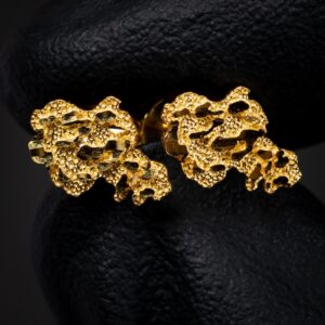 Solid 10K Gold Diamond Cut Nugget Stud Earrings