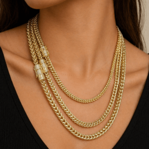 Franco Chain/Bracelet Iced 1.5ct to 2.5ct Moissanite Clasp 4mm-6mm Thick