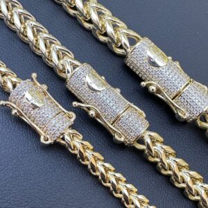 ProductIced Franco Chain 14K Gold Plated Stainless Steel | Moissanite Clasp Franco Necklace 4mm-6mm