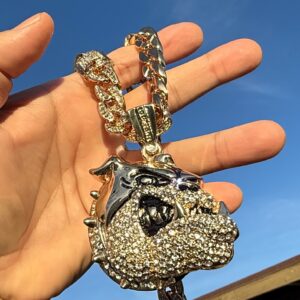 Iced Bulldog Pendant –13mm Cuban Link Chain