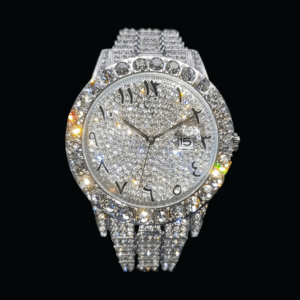 Arabic Numerals Iced Out Mens Watch – Luxury Hip Hop Mechanical Mens Watch with Lab Diamonds – Stainless Steel Watch for Men Gift