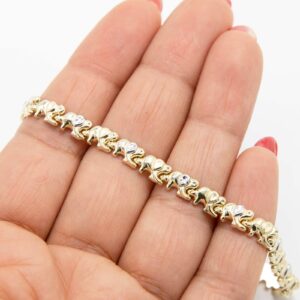 10K White Gold 5.5mm Diamond Cut Elephant Stampato Bracelet