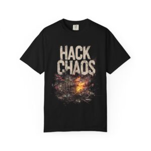 Hack Chaos Unisex Garment-Dyed T-Shirt, Casual Tee, Gamer Apparel, Gift for Tech